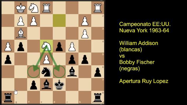 Bobby Fischer, super genio; avasallo a W. Addison en el Campeonato EE.UU 1963-64. Bella partida. смотреть онлайн