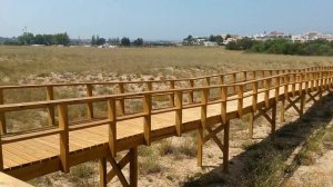 Alvor beach boardwalk walkway - Algarve - Portugal HD