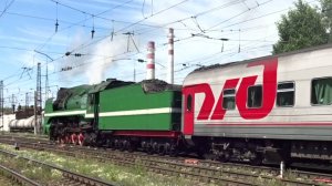 Паровоз П36-0110 с туристическим поездом отправляется со станции Нижний Новгород Московский
