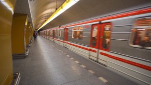 Czech Republic, Prague, metro ride from Můstek to Národní třída