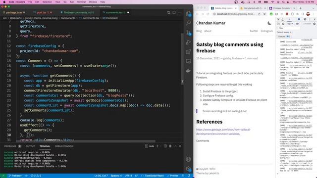 Gatsbyjs Tutorial - Firebase/Firestore Database integration building blog comment смотреть онлайн