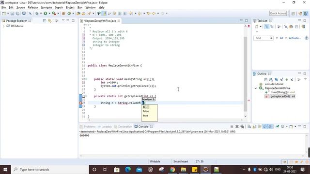 GeeksforGeeks : Replace all 0's with 5 in given Array in Hindi || Data Structure and Algorithem