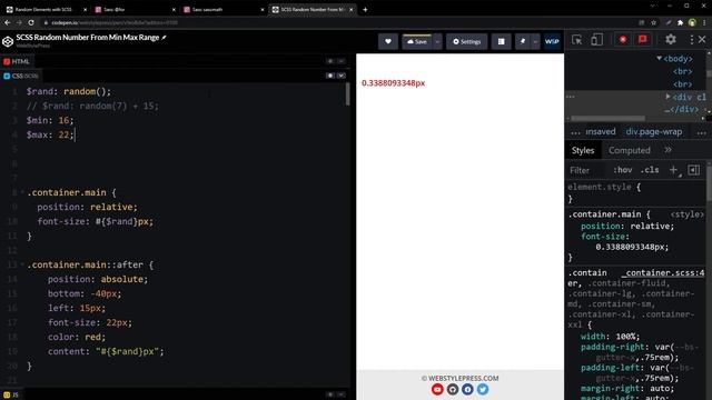 Generate Random Number from Min Max Range in SASS / SCSS | SASS Custom Random Function смотреть онлайн
