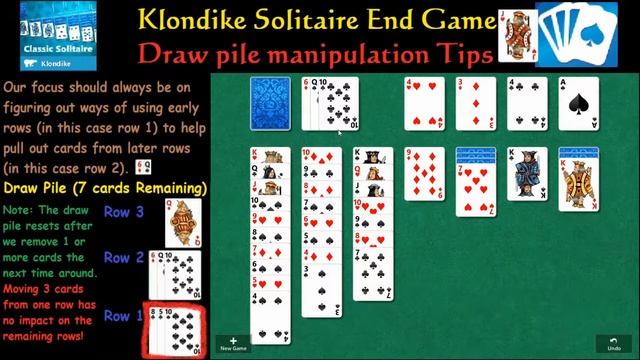 Klondike Solitaire End Game Draw pile manipulation tips смотреть онлайн