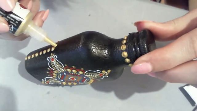 Мастер класс в технике точечной росписи бутылочки. Обучение точечной росписи. Анна Соколова. смотреть онлайн