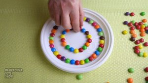 Как сделать радугу из конфет и воды. DIY how to Skittles Rainbow. Awesome experiment and trick.