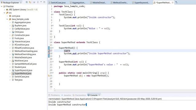 Super method in java | Constructor chaining | Constructor in java | Java Tutorials #TechTalkWithPa смотреть онлайн