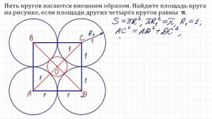 Найдите площадь круга на рисунке, если площади других кругов равны π
