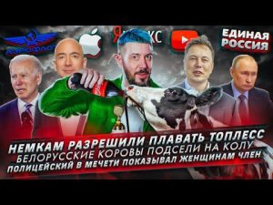 Немкам разрешили плавать топлесс / Коровы подсели на колу / Полицейский в мечети показывал член