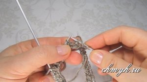 ▶️ Узор спицами по кругу из петель с накидами. Ёжики Узелки Чешуйки Кукурузка. Вязание, видео № 43