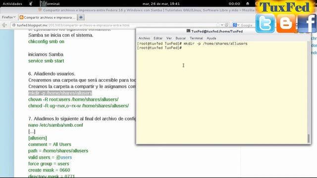 Instalar Samba en Fedora 19/18/17/16 - Compartir archivos e impresora entre Fedora  y Windows смотреть онлайн