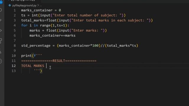 Grade calculator in python | dynamic full marks | 'n' number of subjects #python
