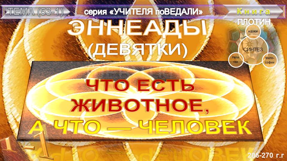 (53.1) ЭННЕАДЫ (Девятки)-(ГЛ.1-1)ЧТО ЕСТЬ ЖИВОТНОЕ, А ЧТО - ЧЕЛОВЕК- Плотин (205-270гг)