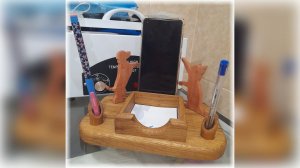 Органайзер подставка для телефона из дерева своими руками / Organizer stand for a phone made of wood
