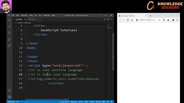JAVASCRIPT: Introduction, DOM,  JavaScript into HTML, Tokens, Data Types, Variables.