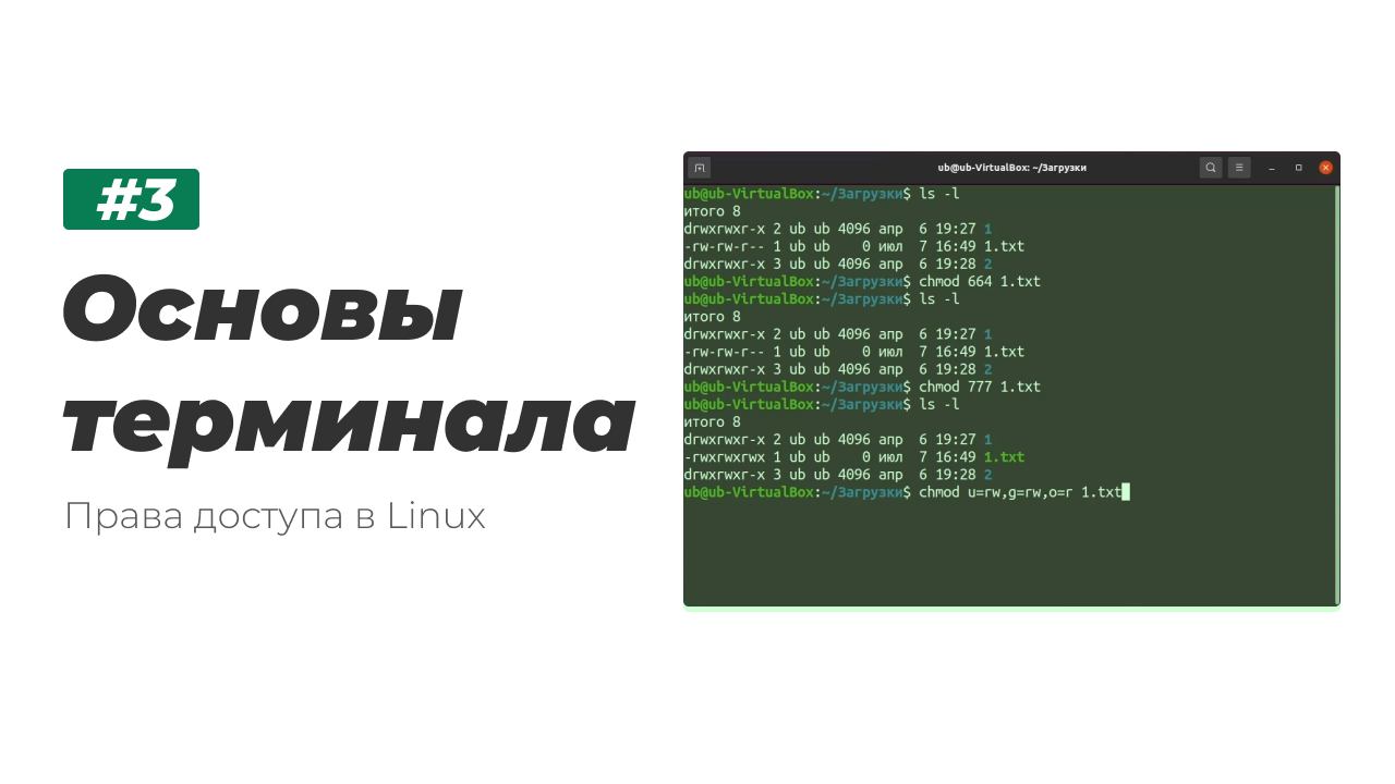 3. Основы терминала Linux. Команды изменяющие права доступа в Linux.