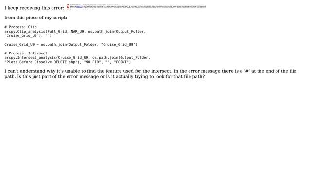 GIS: Intersect tool unable to find feature class in Python script смотреть онлайн