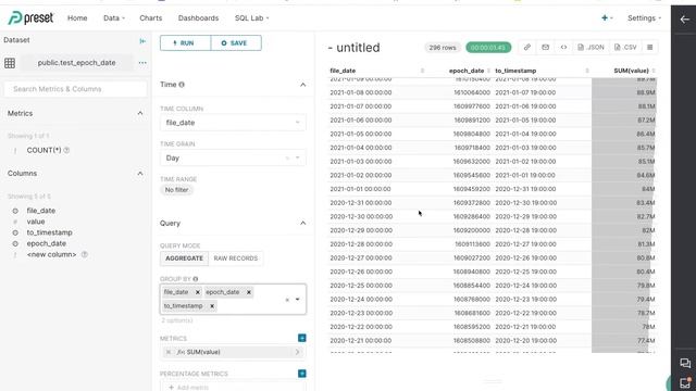 Apache Superset / Preset : Time Column And Filters