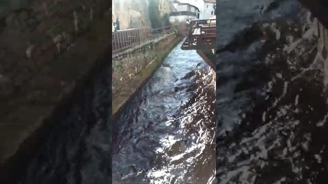 Река Влтава в старом городе Чехии, Чески Крумлов.          Vltava.