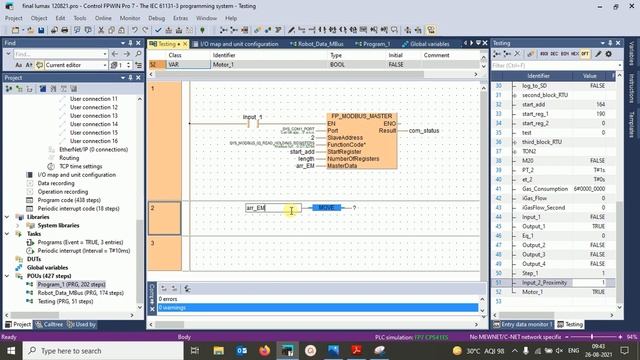 Panasonic PLC Modbus data Read program, Test PLC Panasonic Slave Modbus RTU