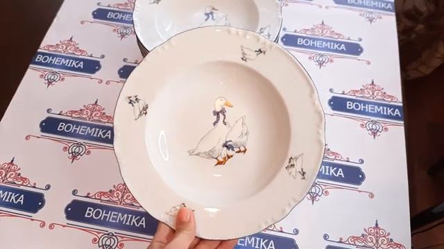 Набор тарелок глубоких Thun Констанция Гуси 23 см 6 шт (Арт. 13930)