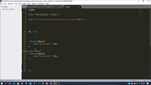 PHP Built In Functions Part-17 | isset() | Check Declared Variable or not | null value