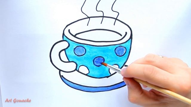 HOW TO DRAW A PICTURE of a cup and COLOR it? КАК НАРИСОВАТЬ КАРТИНКУ чашку с блюдцем? смотреть онлайн