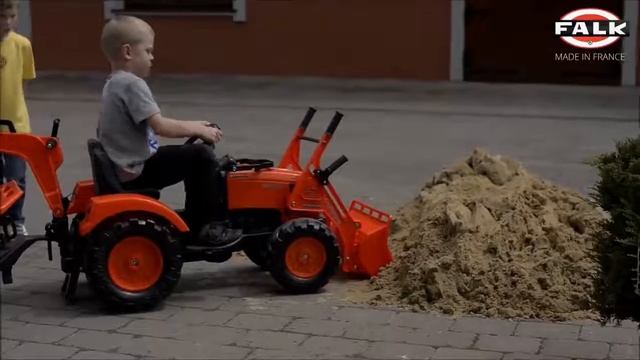 Экскаватор трактор с прицепом передним и задним ковшом Falk оранжевый от 3 до 7 лет смотреть онлайн