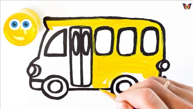 Как нарисовать АВТОБУС / мультик раскраска АВТОБУС для детей /Раскраски Малышам смотреть онлайн