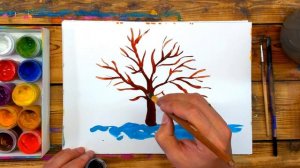 Зимнее дерево / Краски ГУАШЬ для детей