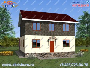 K1161-116 Проект небольшого двухэтажного дома с террасой и щипцовой крышей общей площадью 116,4 м2
