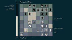 Giri, Anish vs Grandelius, Nils 2022-01-29 Tata Steel r 12.4