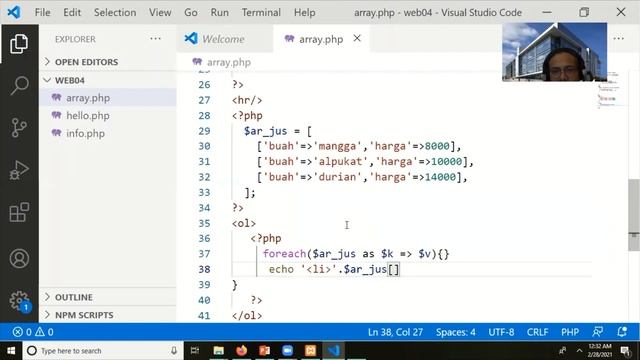 Mata Kuliah Pemrograman Web PHP, PHP Array, Kampus IT STT Terpadu Nurul Fikri смотреть онлайн