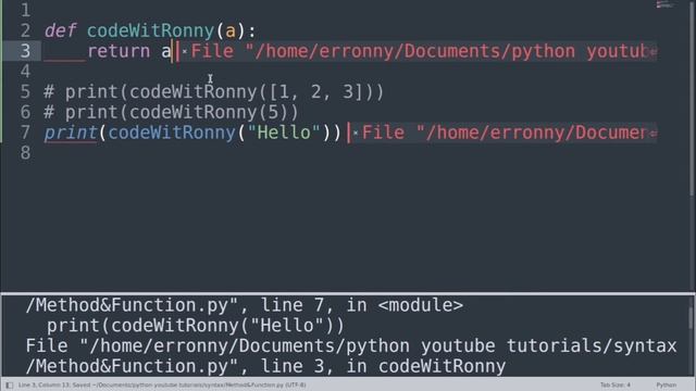 Learn How To Write Python Method And Function | Python | @CodeWithRonny