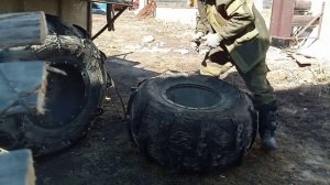 Ремонт шины,вездехода боковой порез часть1