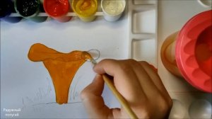 Как нарисовать гриб Лисичку, рисую лисичку поэтапно, гриб Лисичка