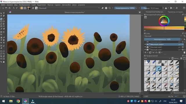Speedpaint - OC в поле подсолнухов | Krita смотреть онлайн