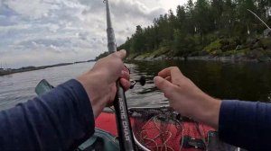 Ловля форели в Ладожском озере / Полное ведро радужной рыбы / Порвались форелевые садки / В лодке