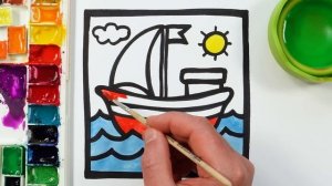 Нарисуй и раскрась кораблик на волнах! \\ Рисование для мальчиков! Рисуем вместе!