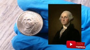 1 даллар США из серии ''Президенты Америки''. Обзор 1 доллар Джордж Вашингтон (1 президент США).