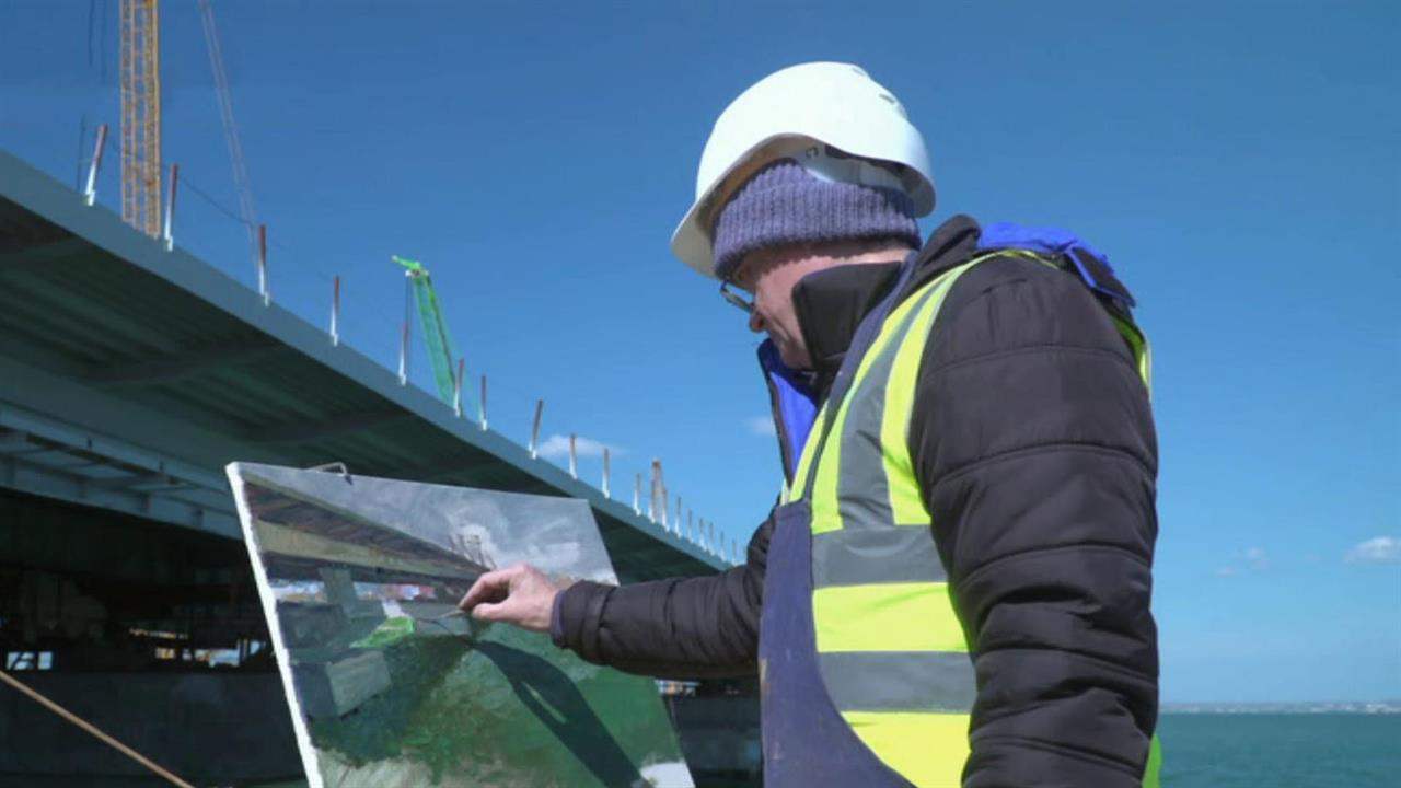 Крымские художники приехали на строительство Керченского моста