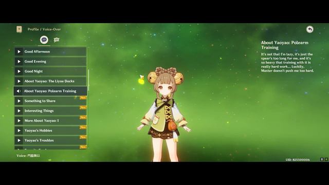Japanese Yaoyao Genshin Voice lines JP and Combat Voice (English Sub)