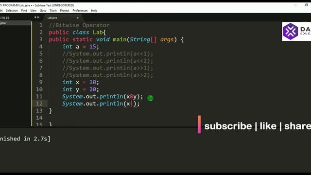 Bitwise Operator Programs In #Java | Bitwise Operators java | Core Java Programs with Output | #Jav