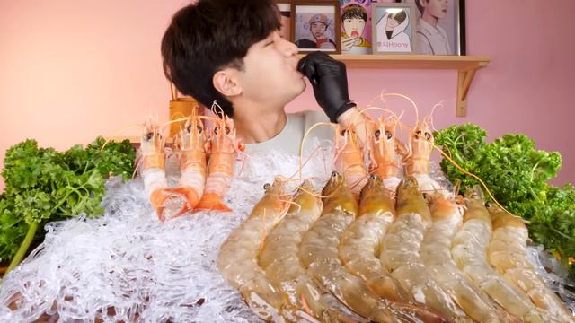 MUKBANG ASMRㅣAmzaing! Raw Shrimp Red Banded Lobster Sashimi EatKorean Seafood 후니 Hoony Eatingsound