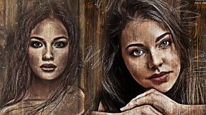 Фотошоп. Photoshop. ЭФФЕКТ. Рисование по дереву. Drawing on Wood. Видео урок.