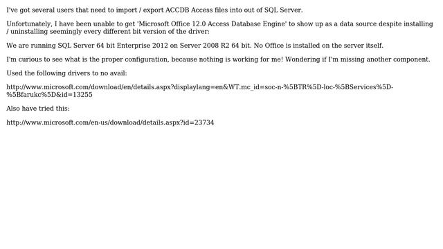Databases: Missing 'Microsoft Office 12.0 Access Database Engine' in SSMS смотреть онлайн