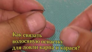 Как связать волосяную оснастку для ловли карпа и карася