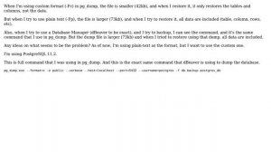 Databases: PostgreSQL pg_dump custom file input not dumping data