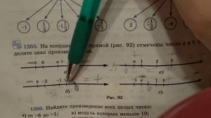 1265 математика 6 класс. На координатной прямой определите знак произведения ав