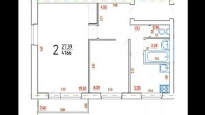 2-комнатная квартира, серия 1-511, хрущевка, торцевая квартира, план с точными размерами стен.
